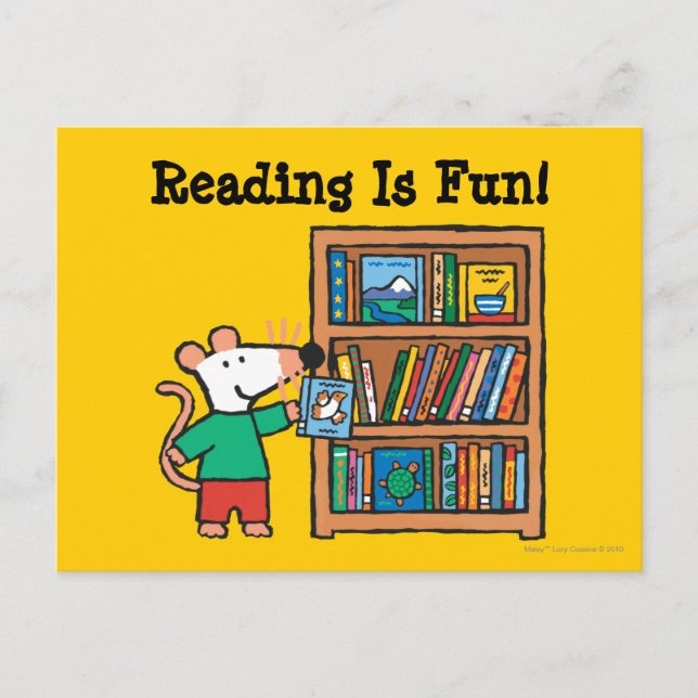 Cartão Postal Maisy e uma Estante de Livros (Frente)