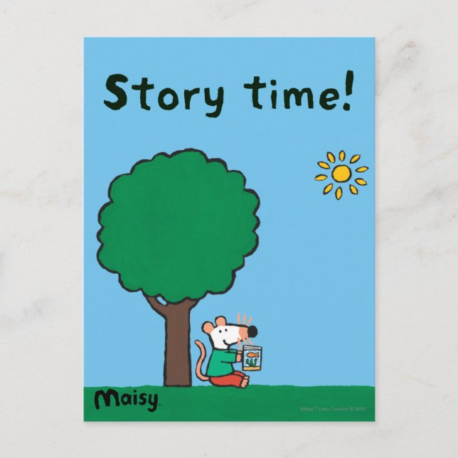 Cartão Postal Maisy Lê O Livro Da Biblioteca Lá Fora (Frente)