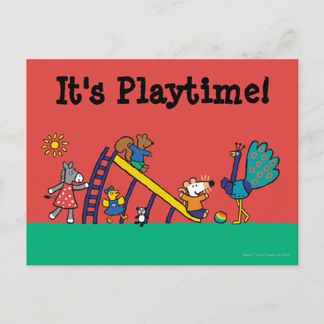 Cartão Postal Maisy no Playground com Amigos (Frente)