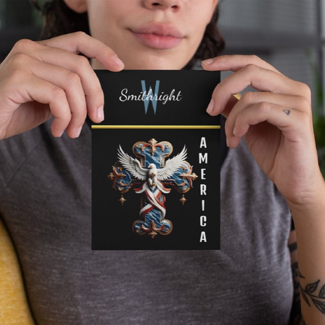 Cartão Postal Majestade a Fé: Águia Sofrendo Acima da Cruz (Criador carregado)