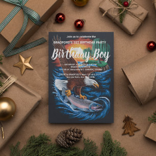 Cartão Postal Majestade em Voo: Águia Planando Sobre Peixe