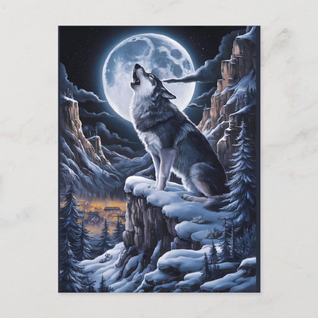 Cartão Postal Majestade iluminada: Wolf Atop Mountain (Frente)