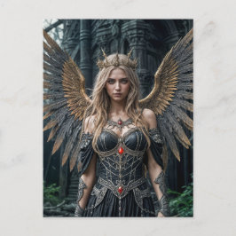 Cartão Postal Majestic Dark Angel with Golden Wings