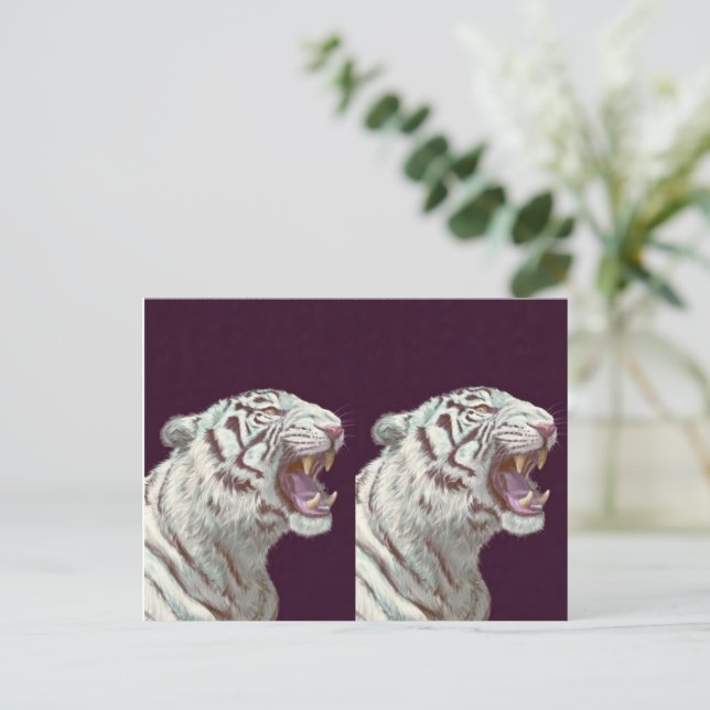 Cartão Postal Majestic White Tiger – Postcard Design (Em pé/Frente)