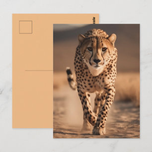 Cartão Postal Majestosa Foto de Guepardo Selvagem Correndo