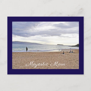 Cartão Postal "Majestoso Maui"/PESSOAS NA PRAIA ESPERANDO O PÔR 
