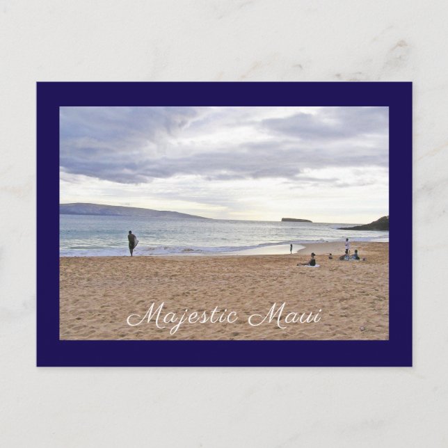 Cartão Postal "Majestoso Maui"/PESSOAS NA PRAIA ESPERANDO O PÔR  (Frente)