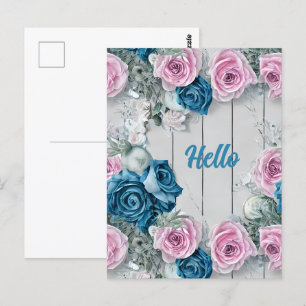 Cartão Postal Majestoso Tijolo Branco Shabby Nautica Rosa Pálido