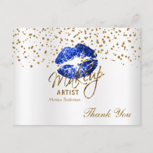 Cartão Postal Makeup Artist Blue Lips on White