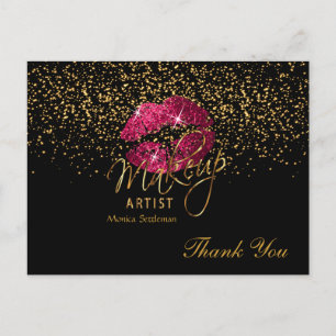 Cartão Postal Makeup Artist Hot Pink Lábios em Preto
