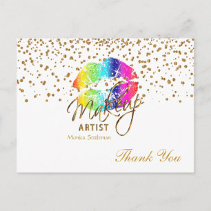Cartão Postal Makeup Artist Rainbow Lábios on White