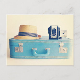 Cartão Postal Mala de Viagem Antiga Bon Voyage