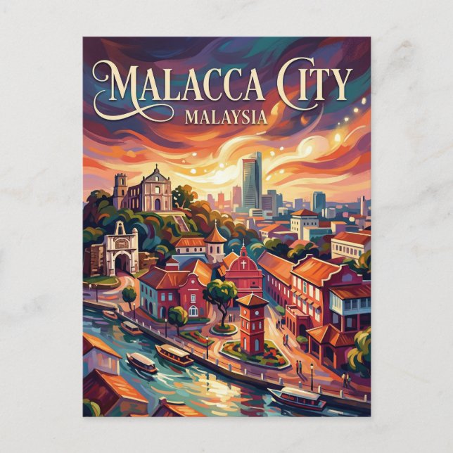 Cartão Postal Malaca Cidade Malásia (Frente)