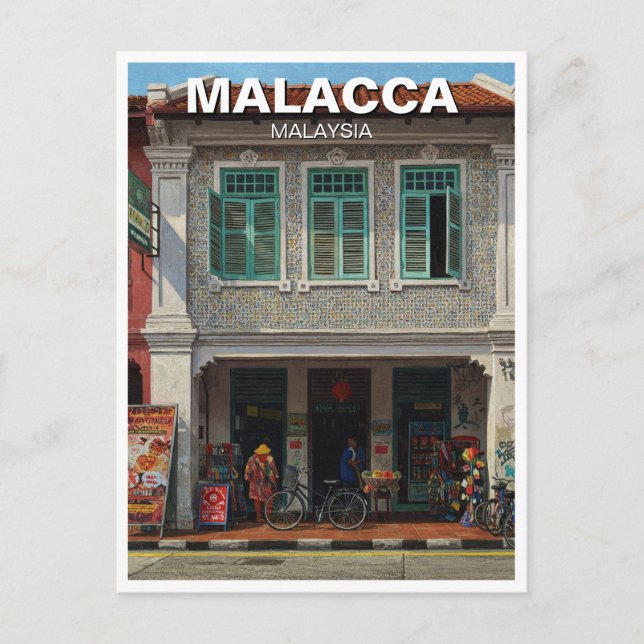 Cartão Postal Malacca Heritage Shophouse Malásia (Frente)