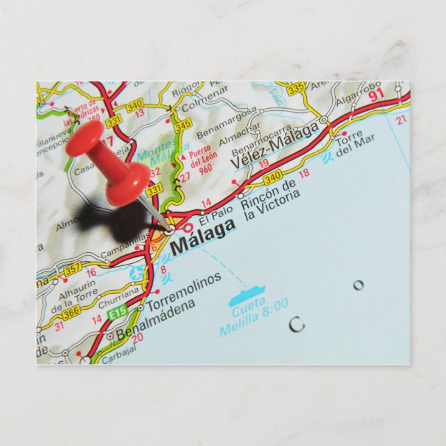 Cartão Postal Málaga, Espanha (Frente)