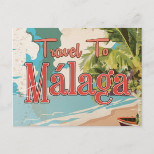 Cartão Postal Málaga,Poster de férias de Vintage Espanha