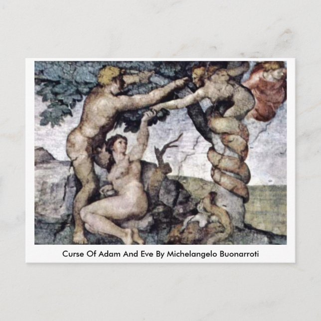 Cartão Postal Maldição De Adão E Eva Por Michelangelo Buonarroti (Frente)