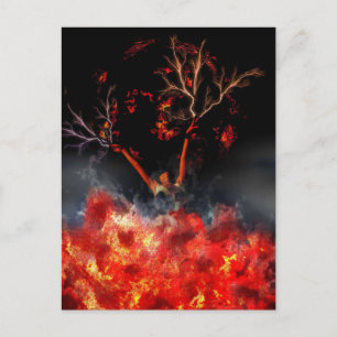 Cartão Postal Maldita Bruxa de Halloween Burning