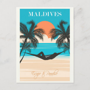 Cartão Postal Maldivas Vintage Beach Viagem