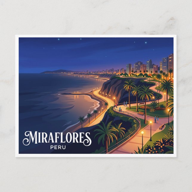 Cartão Postal Malecón de Miraflores Lima Peru (Frente)