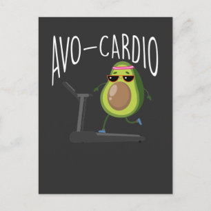 Cartão Postal Malhação Avocado Pun Executando Fruta Vegan Runner