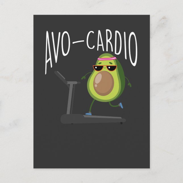 Cartão Postal Malhação Avocado Pun Executando Fruta Vegan Runner (Frente)