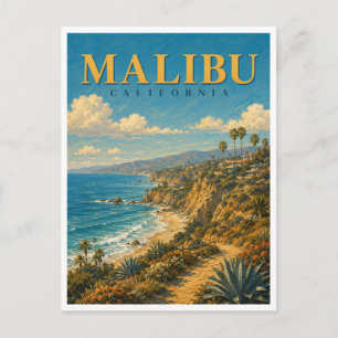 Cartão Postal Malibu Califórnia Falésias Costeiras GeoSaga