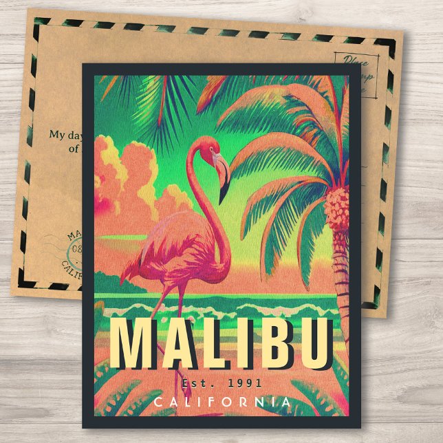 Cartão Postal Malibu California Retro Flamingo Souvenirs 1950 (Criador carregado)