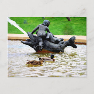 Cartão Postal Mallard Pair em J.C. Nichols Fountain, Kansas City