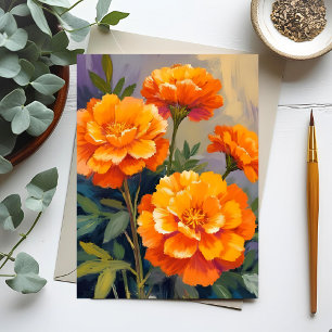 Cartão Postal Malmequeres Dourados Flores Florais Aquarela