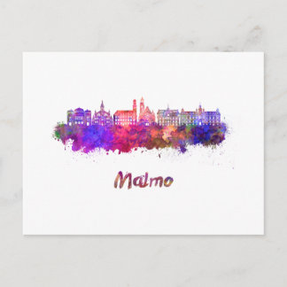 Cartão Postal Malmo skyline em aquarela