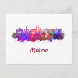Cartão Postal Malmo skyline em aquarela