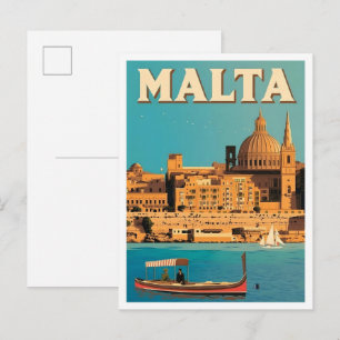 Cartão Postal Malta Arte Vintage Viagens