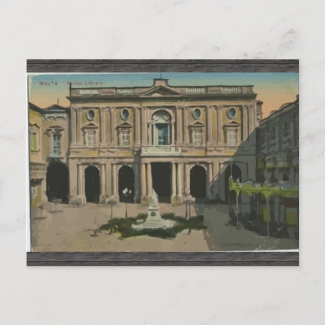 Cartão Postal Malta - Biblioteca, Vintage (Frente)