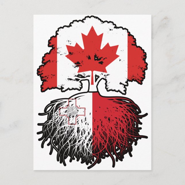 Cartão Postal Malta Canadian Tree Roots Flag (Frente)