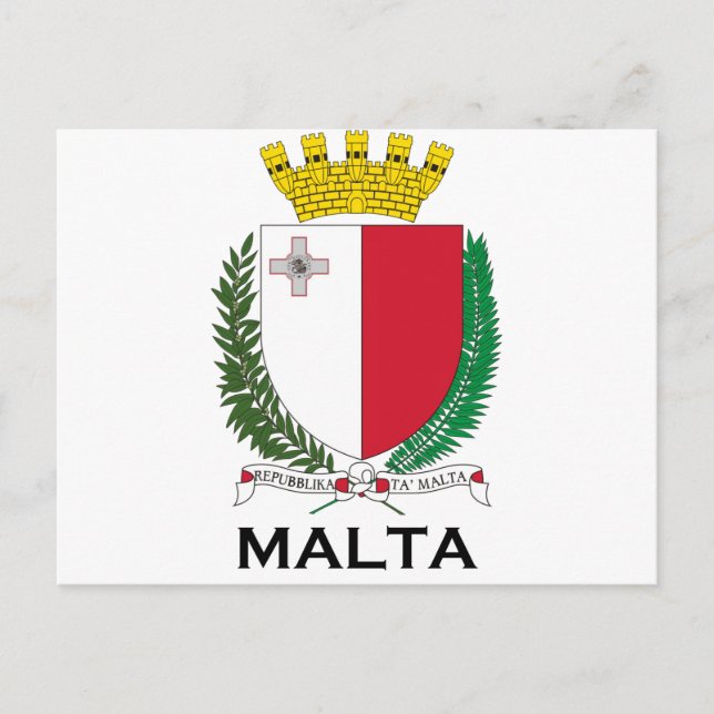 Cartão Postal MALTA - emblema/brasão/símbolo/bandeira (Frente)
