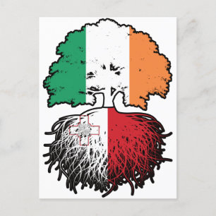 Cartão Postal Malta Irish Tree Roots Flag maltês
