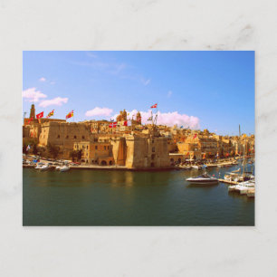 Cartão Postal Malta - Valetta - Harbour & Multiple Flags