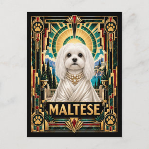 Cartão Postal Maltês, Cachorro Art Deco