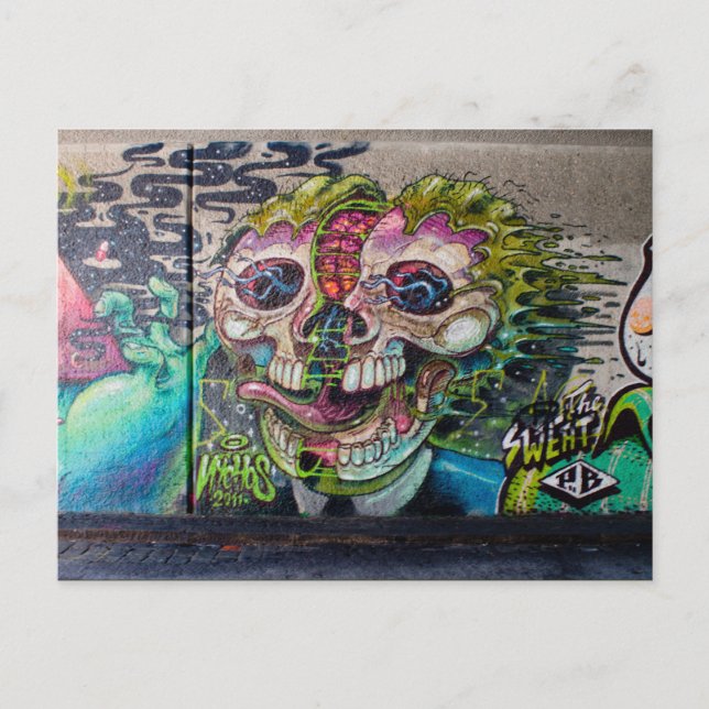 Cartão Postal Maluco Grafite Crânio De Horror (Frente)