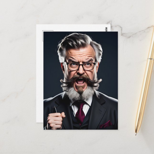 Cartão Postal Maluco professor com barba (Frente/Verso In Situ)