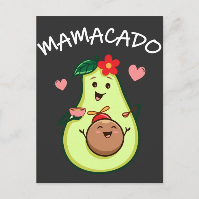 Cartão Postal Mama Avocado Cute Mãe e Relacionamento Infantil (Frente)