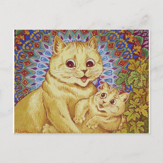 Cartão Postal Mama Cat & Kitten (Louis Wain) (Frente)