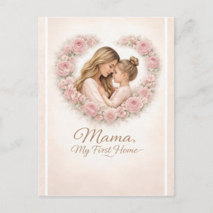 Cartão Postal Mama — Meu Primeiro Lar Floral Mãe e Filha