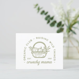 Cartão Postal Mamãe biológica vegetariana ecologicamente compatí