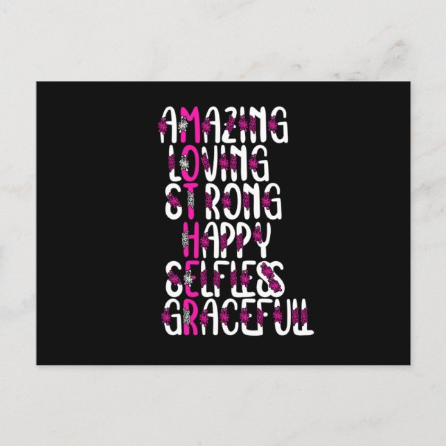 Cartão Postal Mamãe cita : Mãe incrível | DIA DE AS MÃES (Frente)