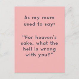 Cartão Postal Mamãe Diz: O que há de errado com sua diversão?