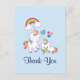 Cartão Postal Mamãe Fofa & Bebê Unicórnio Mágico Obrigado