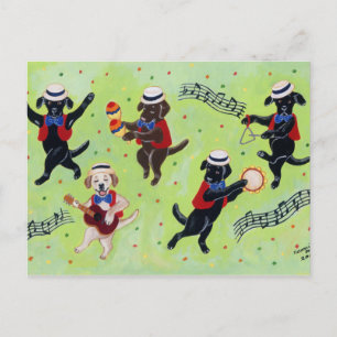 Cartão Postal Mambo Labrador Músicos Pintura