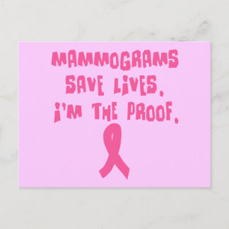 Cartão Postal Mamografias Salvem Vidas. Sou a Prova.